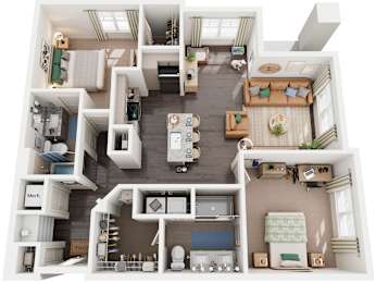 2 Bed 2 Bath Floor Plan | 1,172 Sq. Ft. at Promenade at Newnan Crossing in Newnan, Georgia, 30265