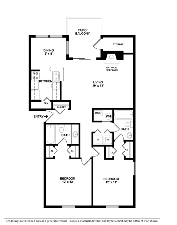 Triple Crown 2 Bedroom 2 Bath 1,053-to1,228 Sq. Ft. at Hunt Club Apartments, Integrity Realty, Copley Township, 44321