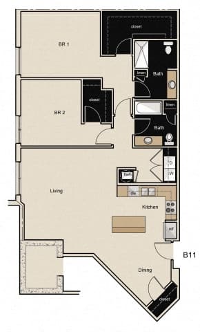 B11 Floor Plan at The Residences at Thornwood, Germantown, TN, 38138