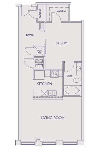 Main 3 Downtown - A1 (Flats) - 1bed/1 bath - 2D