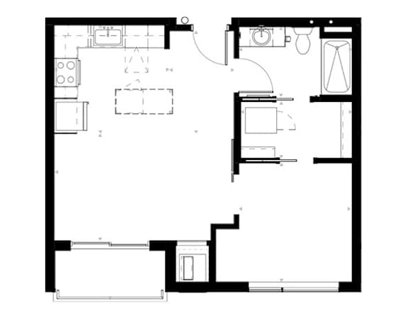 Floor Plan  1 bed 1 bath floorplan