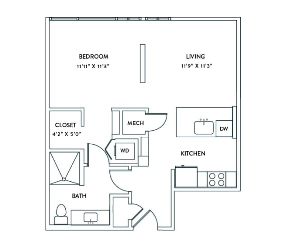 1 BR, 1 BA