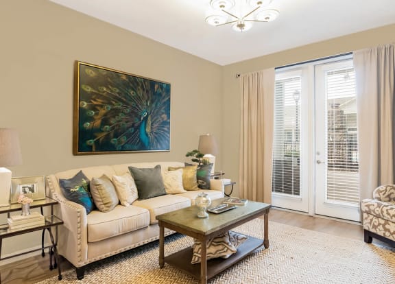 interior living room at Alexander Village luxury apartments