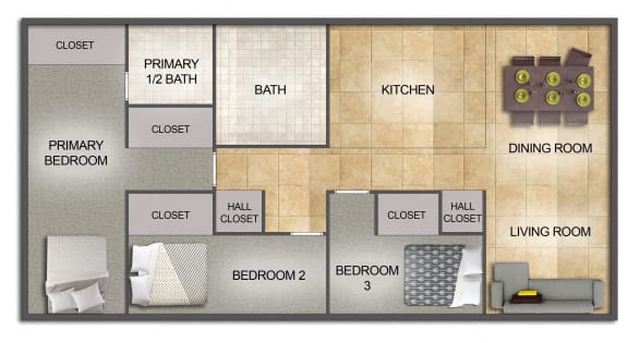 Floor Plan  3 Bedroom and One bath at Oakmound, WV