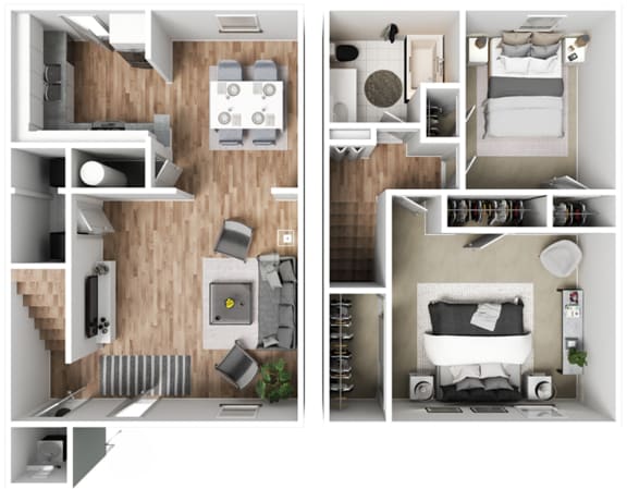 Floor Plan  a stylized floor plan of a 2100 sq ft apartment