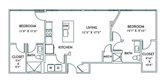 a floor plan of a 1 bedroom floor plan