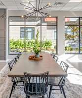 A community style dining table