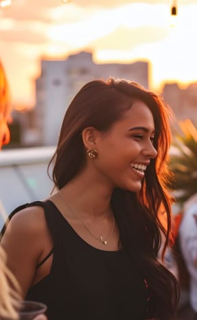 group of friends on rooftop