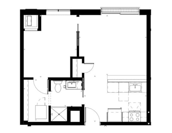 1 bed 1 bath floorplan