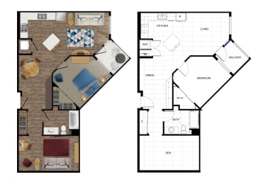 Floor Plan  a floor plan of a house with a bedroom and a living room