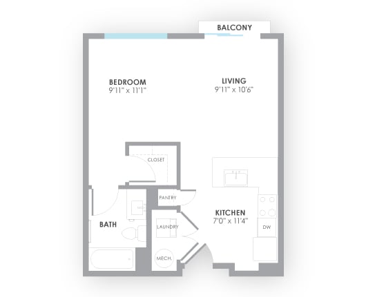 Surge Floor Plan at AMP Apartments, PRG Real Estate, Louisville, Kentucky