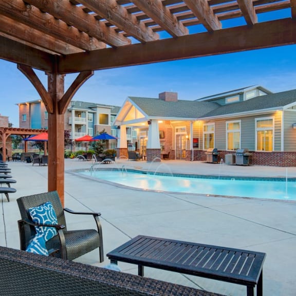 our apartments offer a swimming pool and covered patio