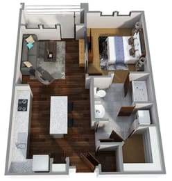 1 Bedroom A 1 Bath Floor Plan at Century Town Center, Gainesville, FL, 32607