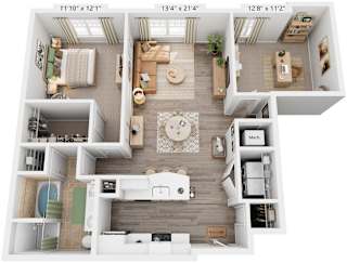Magnolia Floorplan | 1,085 Sq. Ft. at Flats at West Broad Village, Glen Allen, VA, 23060