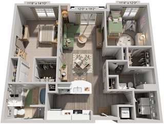 Denali Floorplan | 1,250 Sq. Ft. at Flats at West Broad Village, Virginia, 23060