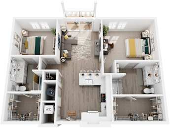 2 Bed 2 Bath Floor Plan | 1,066 Sq. Ft. at Artistry at Winterfield Apartments, Virginia 23112