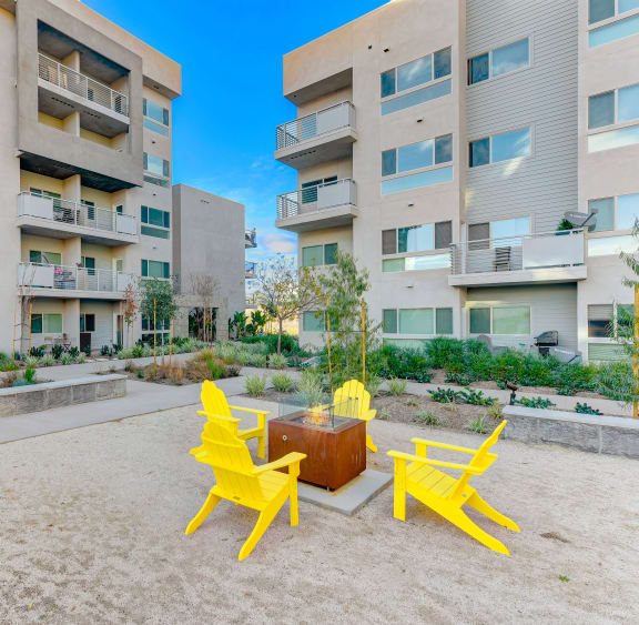 Outdoor fire pit at Parc One, Santee, California