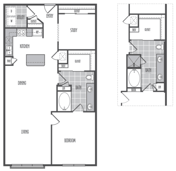3000Sage - The Woodway - 1 Bedroom 1Bath