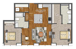 2Bed 2Bath K Floor Plan at Stella St. Paul Apartments, Minnesota, 55102