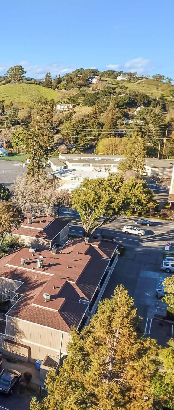 aerial view of apartments
