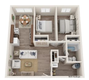2 Bedroom One Bathroom Floorplan