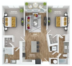 bedroom floor plan an in 3d at The Alibi at Lake Lilly, Ocoee, Florida