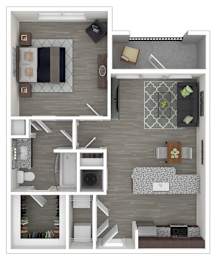Barker 1 Bed Floor Plan at Caldwell, Houston, TX