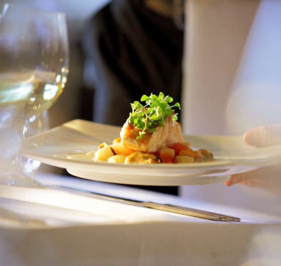 a plate of food on a table at a restaurant Carmel, Indiana, 46032