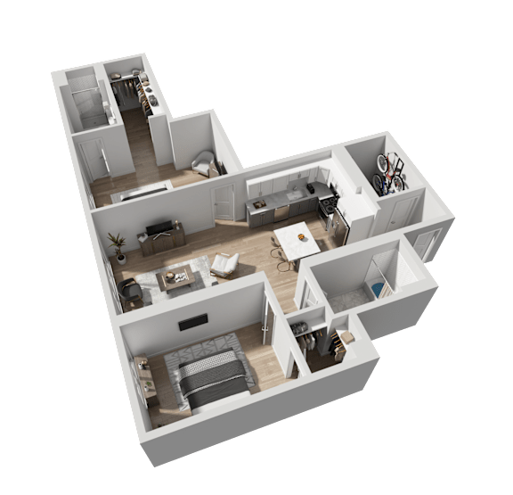 a 3d floor plan of a house