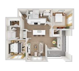 B2 Floor Plan at Woodgate Place in Waco, Tx