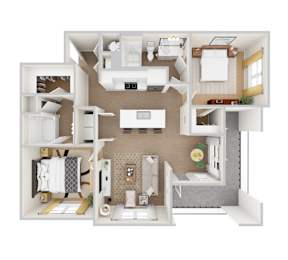 B2 Floor Plan at Woodgate Place in Waco, Tx