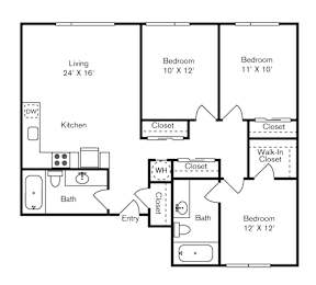 St Luke's Apartments in Seattle, Washington Three Bedroom Floor Plan