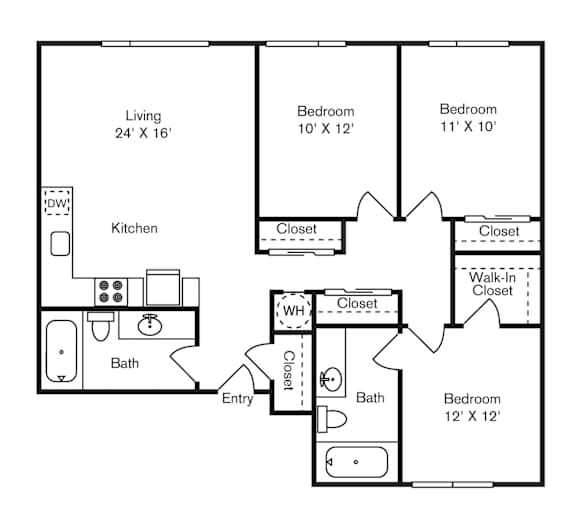 St Luke's Apartments in Seattle, Washington Three Bedroom Floor Plan