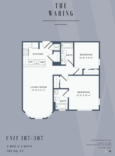 Floor Plan  Two-Bedroom-Two-Bath-Floorplan-Available-For-Rent-The-Waring