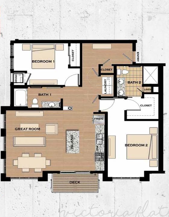 River Floor plan at Victoria Flats, Victoria