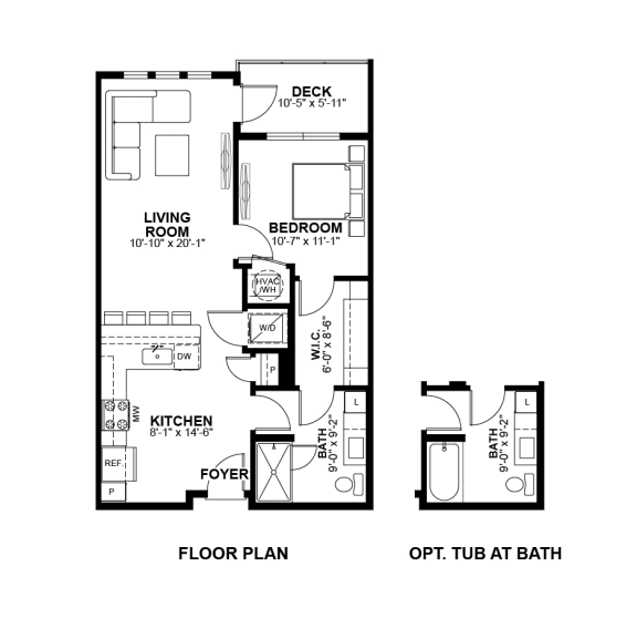 1 Bed 1 Bath Floor Plan | 701 Sq. Ft. 1 Bed 1 Bath Floor Plan | 701 Sq. Ft. at The Prescott Luxury Apartments in Austin, TX
