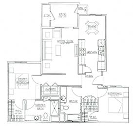  Floor Plan 2 Bed 2 Bath