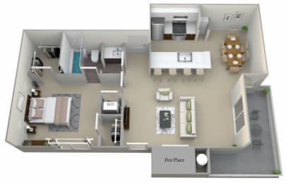 Floor Plan  1-Bedroom floor plan