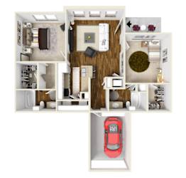 The Fury | 972 Sq. Ft. at Faulkner Flats Apartment Homes, Oxford, Mississippi