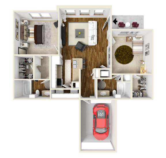 The Fury | 972 Sq. Ft. at Faulkner Flats Apartment Homes, Oxford, Mississippi