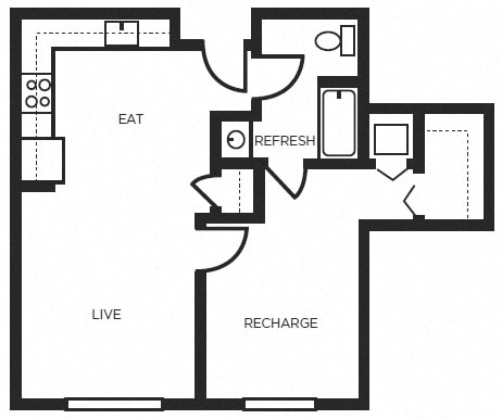 One  bedroom Floor Plans l 777 Broadway Apartments in Oakland