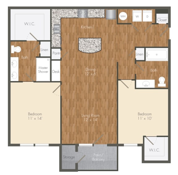 2 bed 2 bathroom floorplan