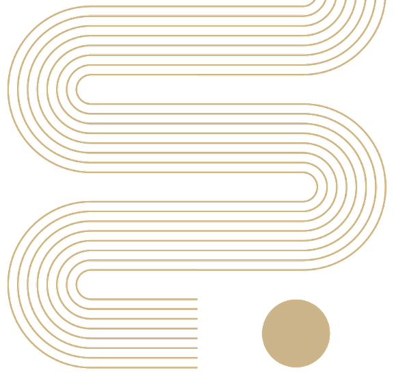 A graphic design with the letter 'S' created with lines and circles.