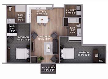  Floor Plan 2 Bedroom 2 Bath