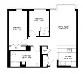  Floor Plan Affordable Wait List - 2 Bedroom