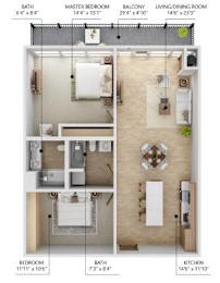 C5 Floor Plan at City Square Lofts, Iowa, 50309