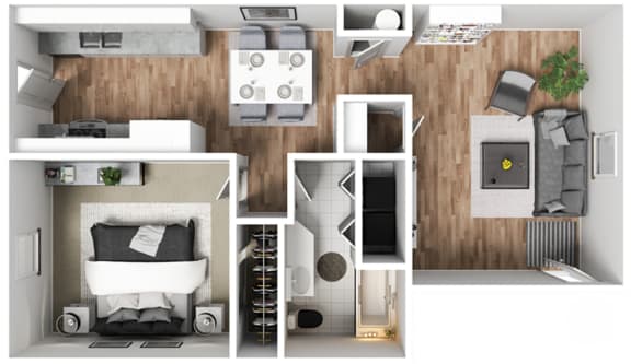Floor Plan  the 1190 sqft floor plan with bedroom and living room