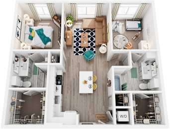 2 Bed 2 Bath Floor Plan | 1,052  Sq. Ft. at Vista Brooklynn Apartments, in Jacksonville, 32202