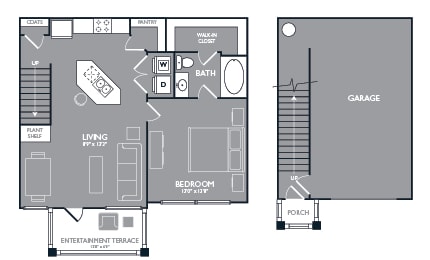 One-Bedroom Floor Plan at Mansions of Georgetown, Texas, 78626