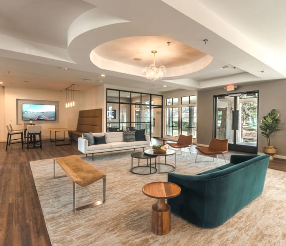 clubroom sitting area with couches at Monterey Ranch, Austin, TX